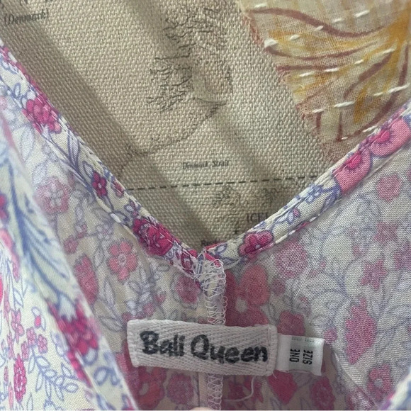 Bali Queen Jumpsuit OS Pink Color block Indian Print - Picture 2 of 10